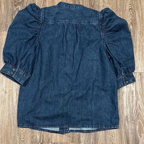 Frame denim ruched puff sleeve top Gillian S - Picture 3 of 9